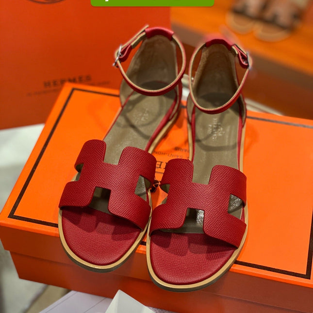 SANTORINI SANDAL CHERRY CALFSKIN