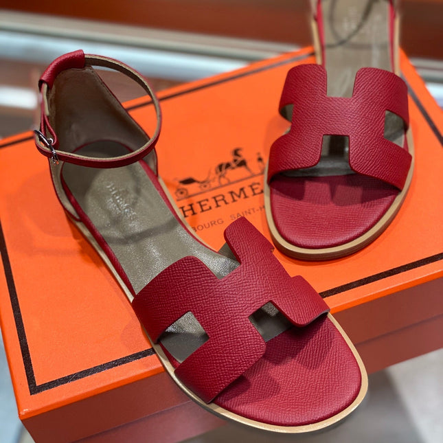 SANTORINI SANDAL CHERRY CALFSKIN