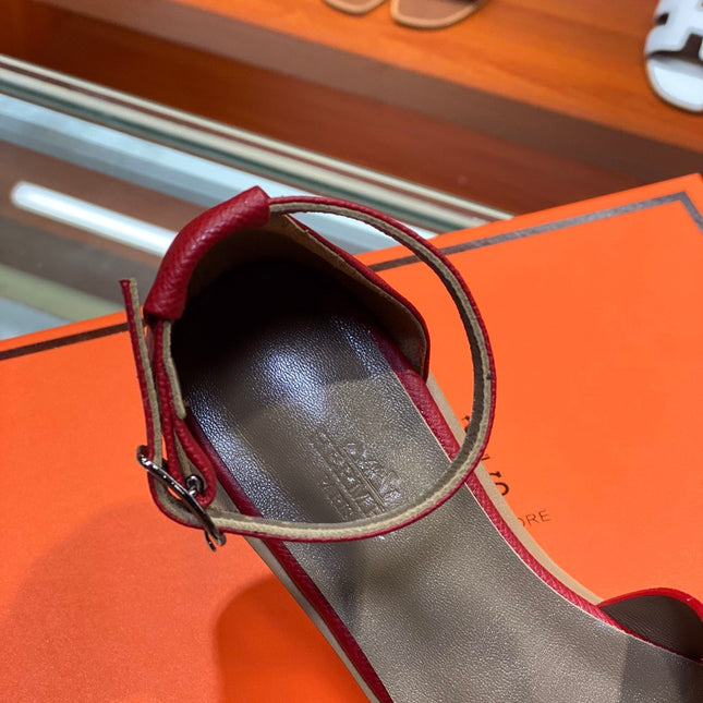 SANTORINI SANDAL CHERRY CALFSKIN
