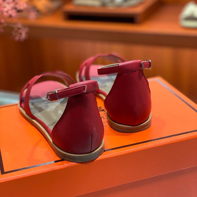 SANTORINI SANDAL CHERRY CALFSKIN