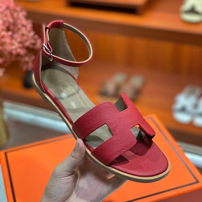 SANTORINI SANDAL CHERRY CALFSKIN