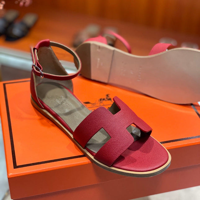 SANTORINI SANDAL CHERRY CALFSKIN