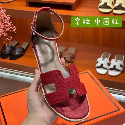 SANTORINI SANDAL CHERRY CALFSKIN