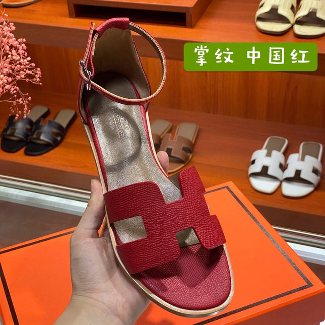 SANTORINI SANDAL CHERRY CALFSKIN