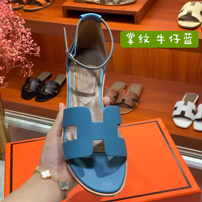SANTORINI SANDAL CERULEAN CALFSKIN