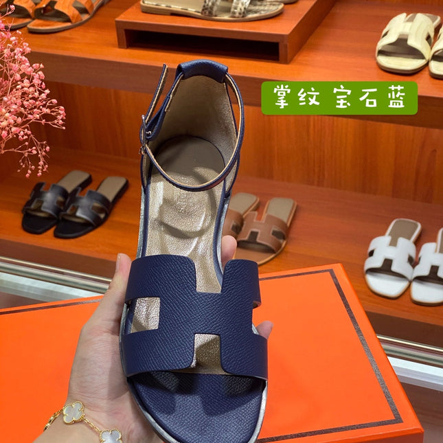 SANTORINI SANDAL NAVY CALFSKIN