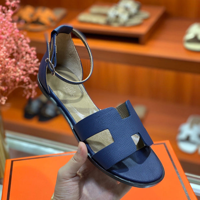 SANTORINI SANDAL NAVY CALFSKIN