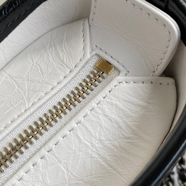 CC GABRIELLE MINI 20 HOBO BAG IN WHITE MIX BLACK CALFSKIN