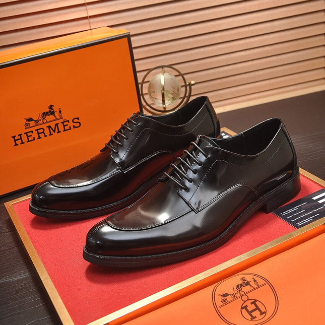 HM BUSINESS LACE UP SHOES GLOSSY BLACK CALFSKIN