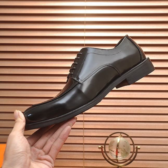 HM BUSINESS LACE UP SHOES GLOSSY BLACK CALFSKIN