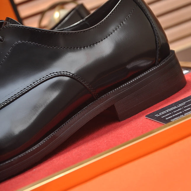 HM BUSINESS LACE UP SHOES GLOSSY BLACK CALFSKIN
