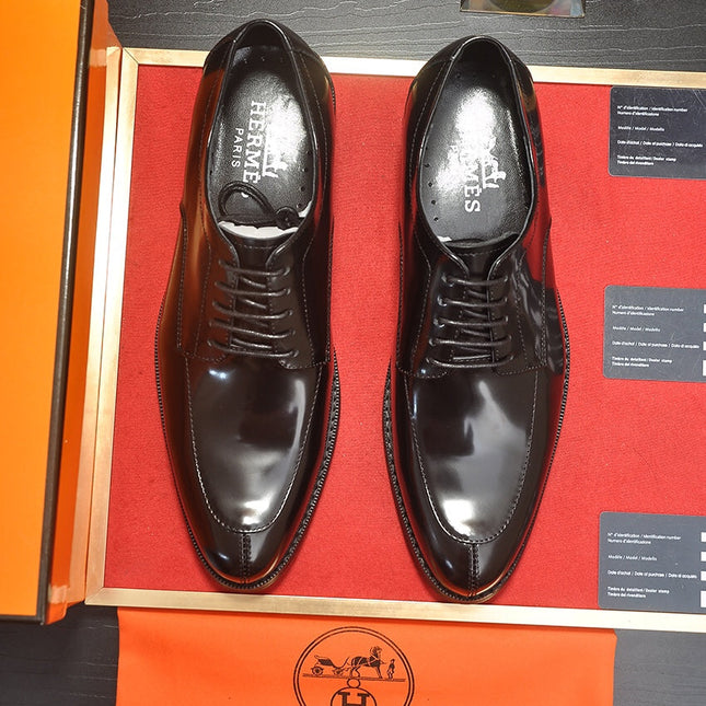 HM BUSINESS LACE UP SHOES GLOSSY BLACK CALFSKIN