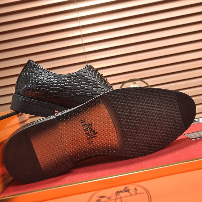 HM BUSINESS LACE UP SHOES BLACK CALFSKIN WITH MESH MOTIF