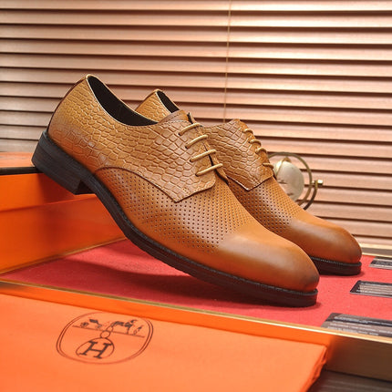 HM BUSINESS LACE UP SHOES BRONZE CALFSKIN WITH MESH MOTIF
