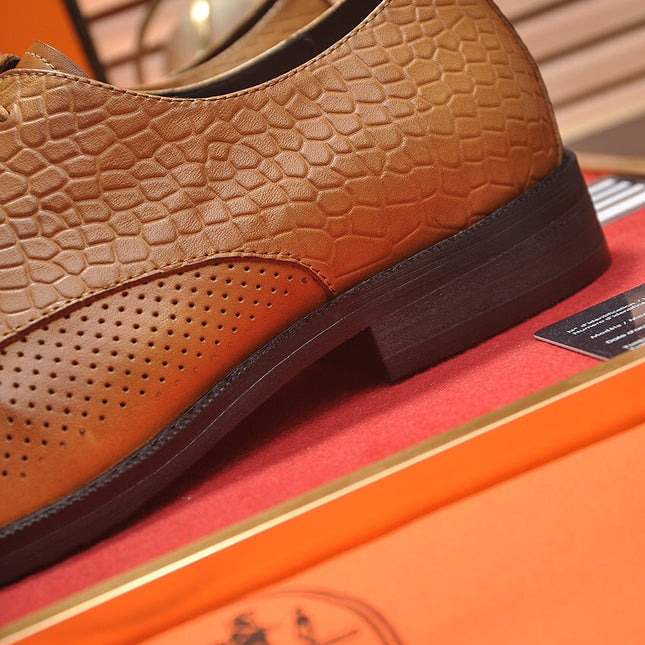 HM BUSINESS LACE UP SHOES BRONZE CALFSKIN WITH MESH MOTIF