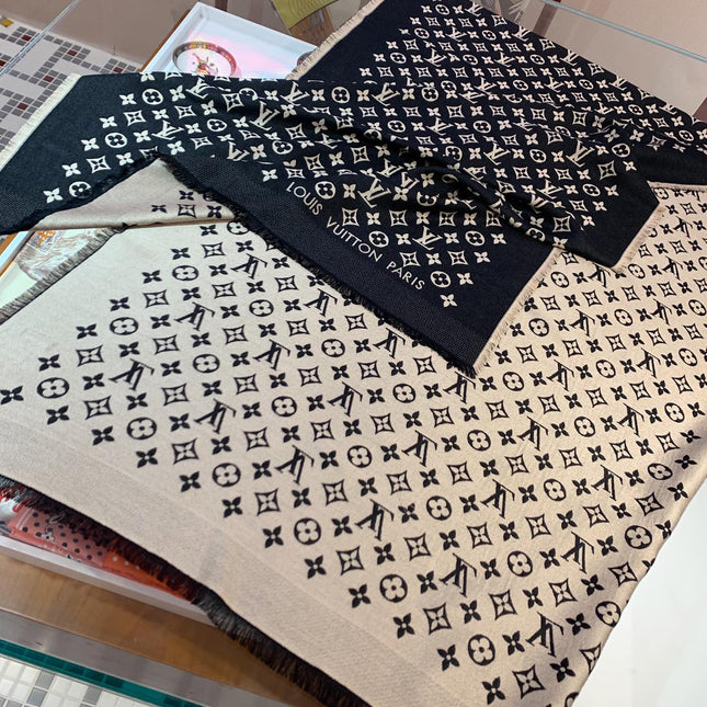 LV SCARF 200 CM IN WOOL MIX SILK 737209