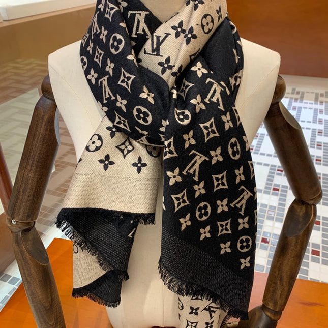 LV SCARF 200 CM IN WOOL MIX SILK 737209