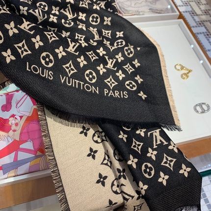 LV SCARF 200 CM IN WOOL MIX SILK 737209