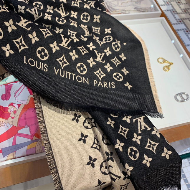 LV SCARF 200 CM IN WOOL MIX SILK 737209