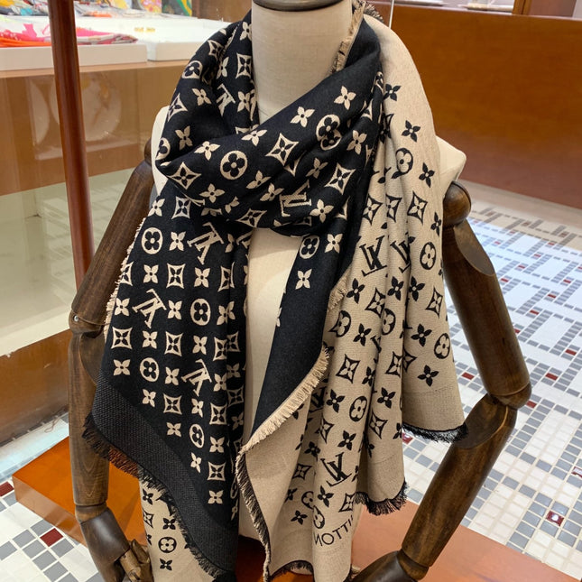 LV SCARF 200 CM IN WOOL MIX SILK 737209