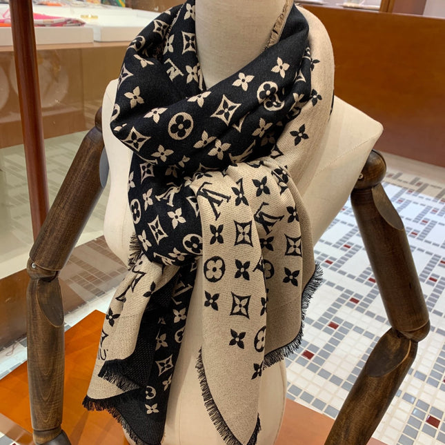 LV SCARF 200 CM IN WOOL MIX SILK 737209