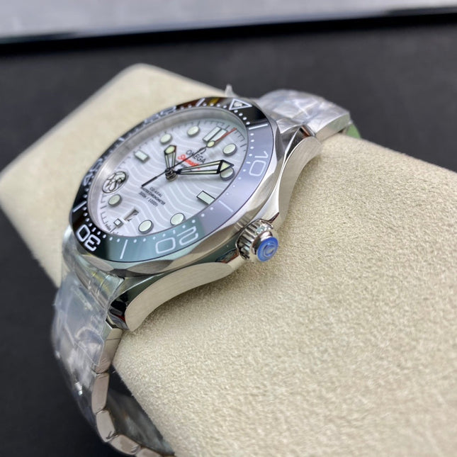 SEAMASTER DIVER 300M SILVER CASE AND WHITE DIAL BLACK CERAMIC