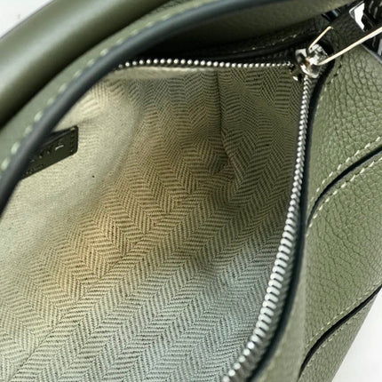 LOE MINI 18 PUZZLE BAG IN JUNIPER GREEN CALFSKIN