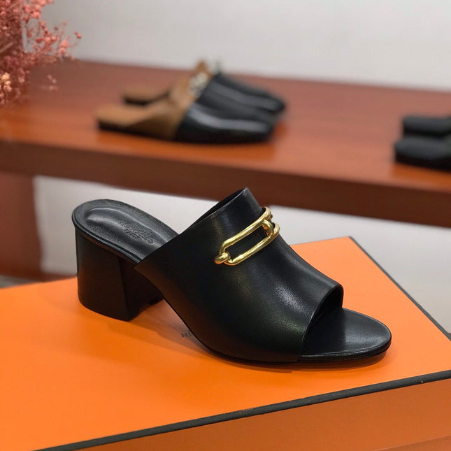 CAMILLA MULE 65 BLACK CALFSKIN