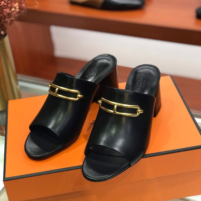 CAMILLA MULE 65 BLACK CALFSKIN