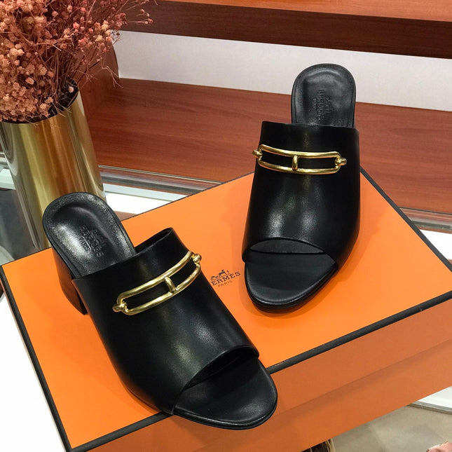 CAMILLA MULE 65 BLACK CALFSKIN