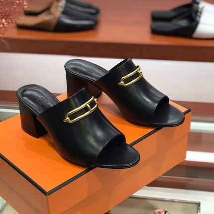 CAMILLA MULE 65 BLACK CALFSKIN
