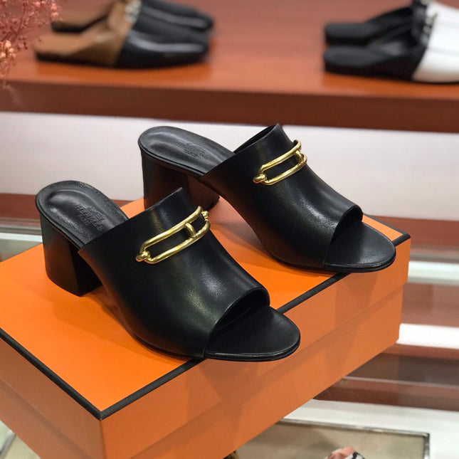 CAMILLA MULE 65 BLACK CALFSKIN