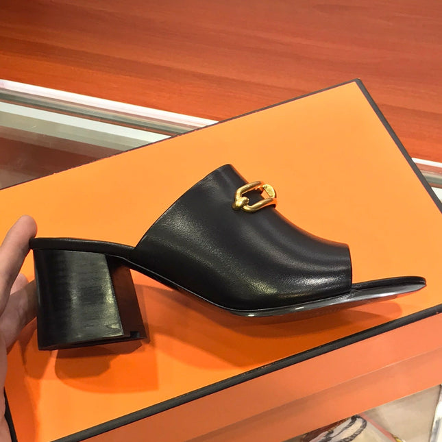 CAMILLA MULE 65 BLACK CALFSKIN