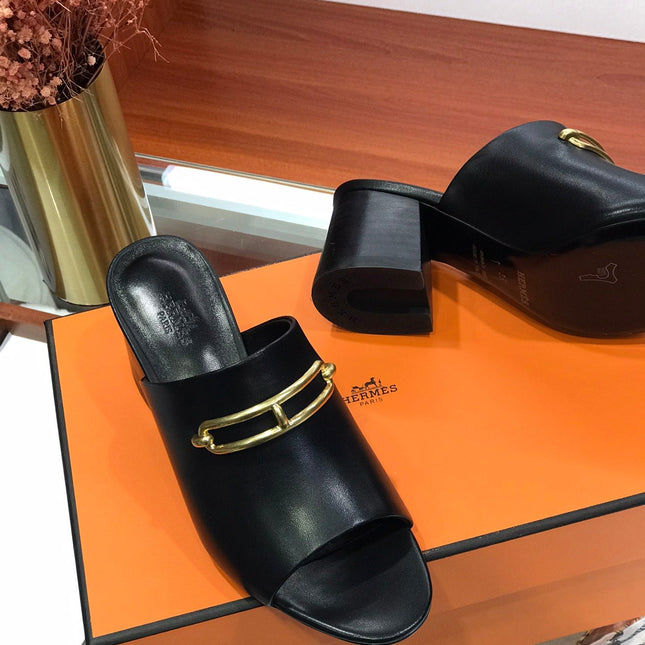 CAMILLA MULE 65 BLACK CALFSKIN