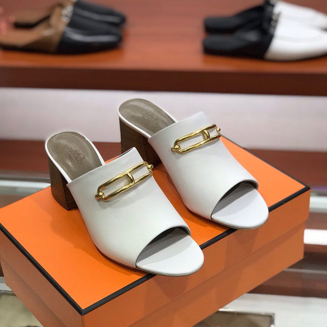 CAMILLA MULE 65 WHITE CALFSKIN