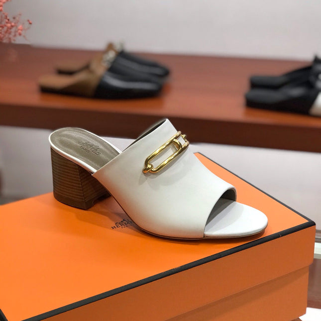 CAMILLA MULE 65 WHITE CALFSKIN