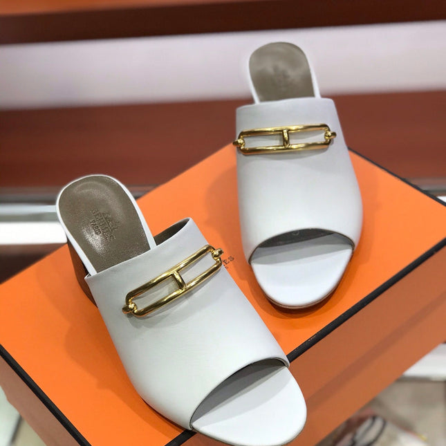 CAMILLA MULE 65 WHITE CALFSKIN