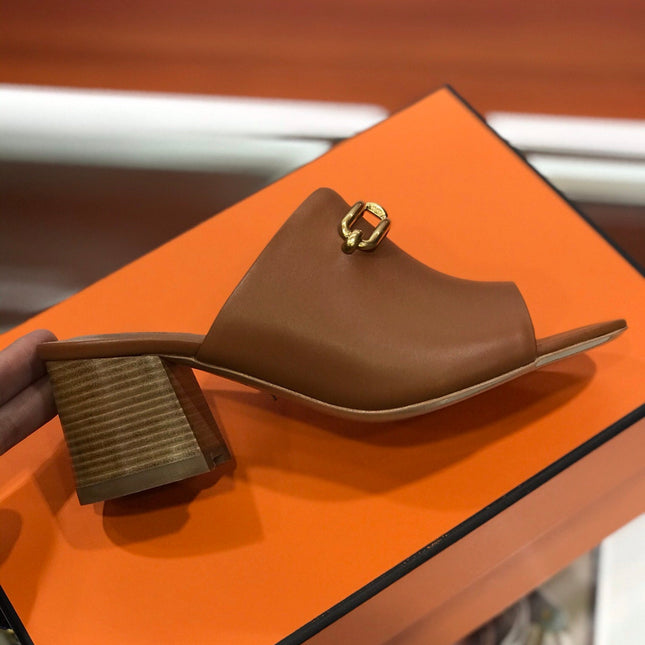 CAMILLA MULE 65 CARAMEL CALFSKIN
