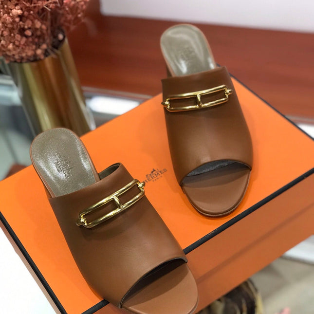 CAMILLA MULE 65 CARAMEL CALFSKIN
