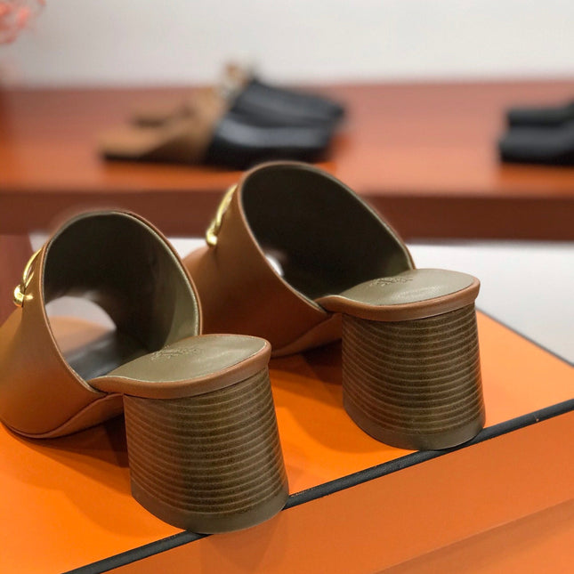 CAMILLA MULE 65 CARAMEL CALFSKIN