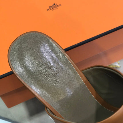 CAMILLA MULE 65 CARAMEL CALFSKIN