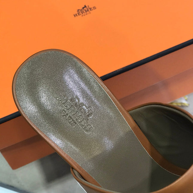 CAMILLA MULE 65 CARAMEL CALFSKIN