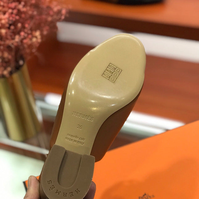 CAMILLA MULE 65 CARAMEL CALFSKIN
