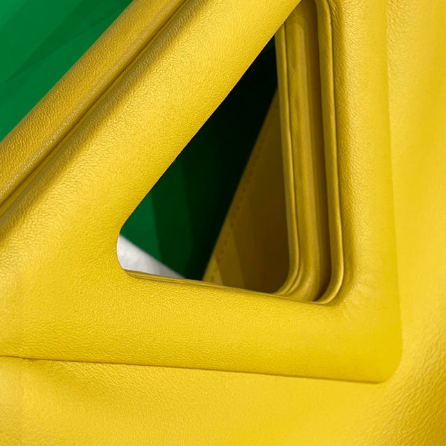 TRIANGLE HANDLE BAG 31 IN DANDELION YELLOW LAMBSKIN