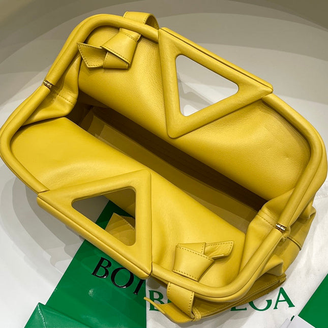 TRIANGLE HANDLE BAG 31 IN DANDELION YELLOW LAMBSKIN