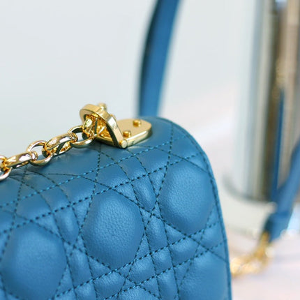 CARO MINI BAG 20 IN COBALT BLUE CALFSKIN