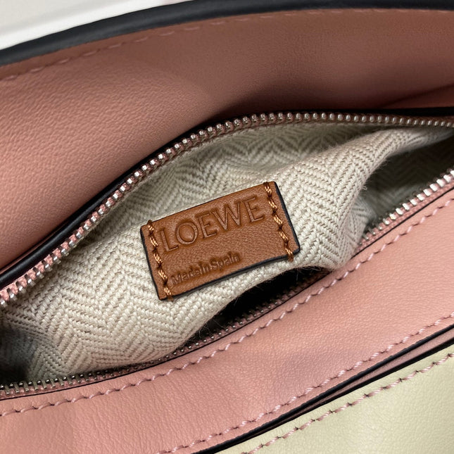 LOE MINI 18 PUZZLE BAG IN LIGHT PINK MIX YELLOW CALFSKIN