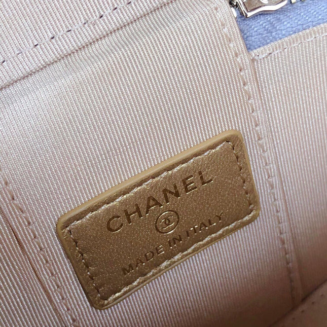 CC MINI 11 VANITY CHAIN IN LIGHT GREY CALFSKIN GOLD HARDWARE