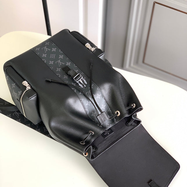 BACKPACK 45 IN BLACK CALFSKIN AND GUN METAL MONOGRAM ECLIPSE CANVAS