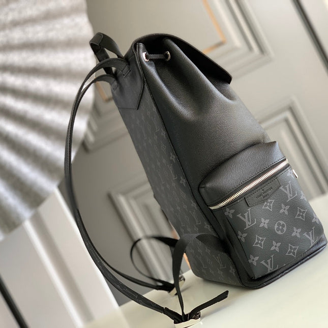 BACKPACK 45 IN BLACK CALFSKIN AND GUN METAL MONOGRAM ECLIPSE CANVAS